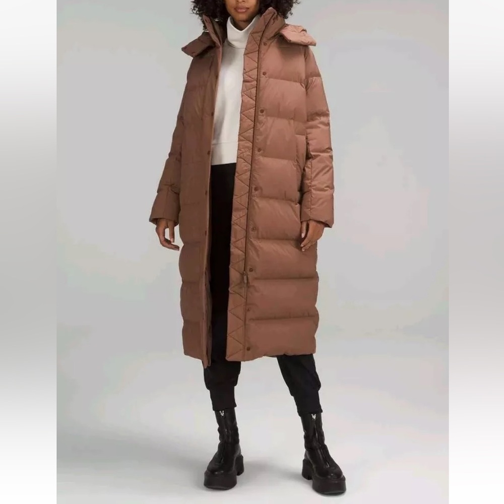Lululemon Women's Roasted Brown Wunder Puff Long Winter Puffer Jacket Size 10